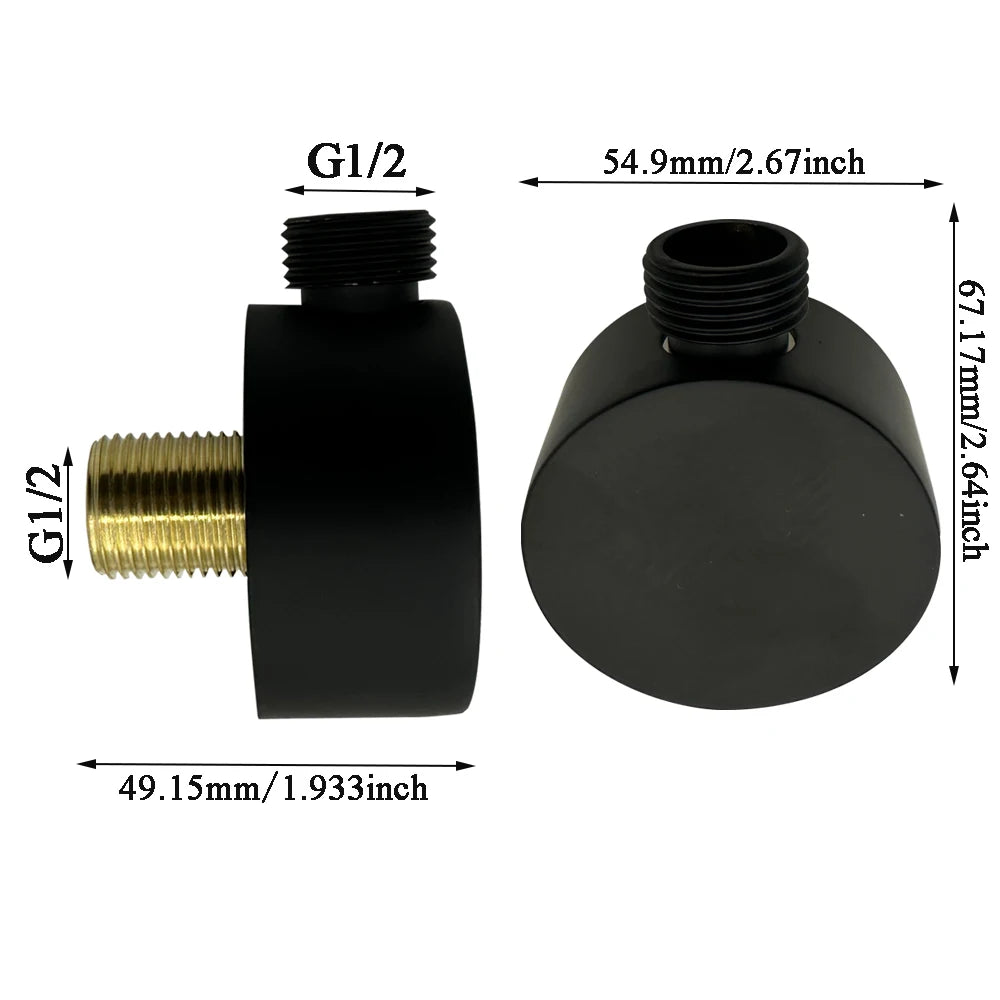 Bathroom G1/2 Shower Hose Connector Round Wall Union Supply Elbow Outlet Spout Wall Mounted,Brushed Nickel