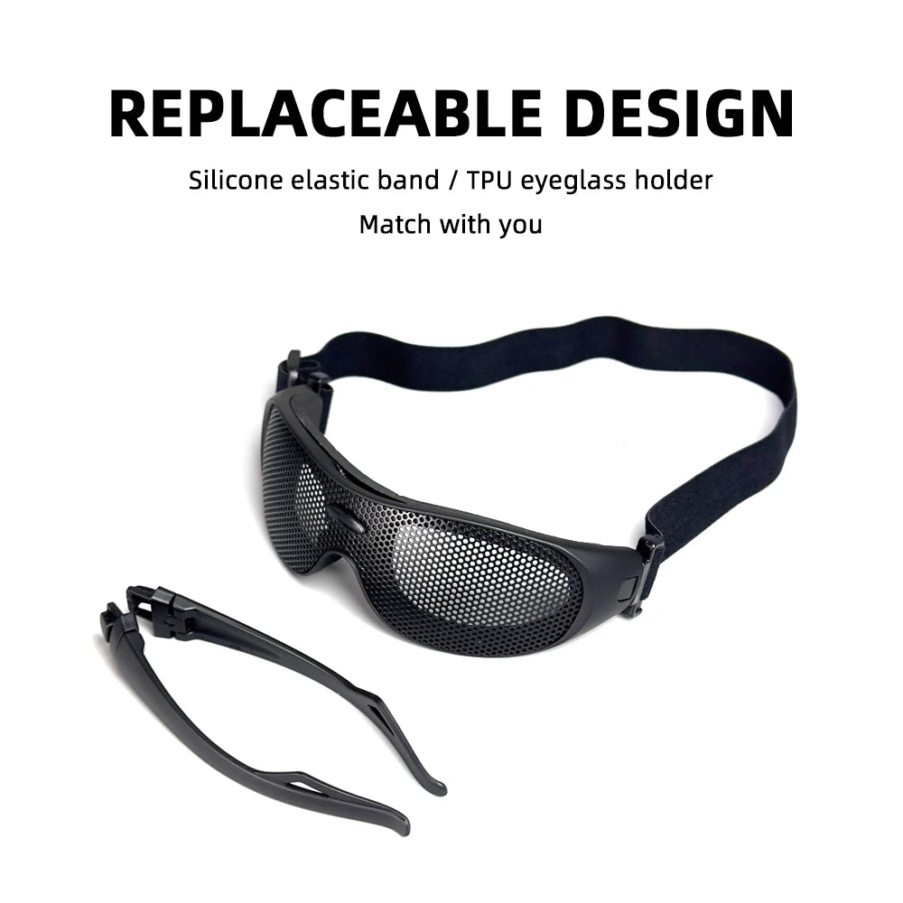 Tactical Hunting Glasses Headwear Goggles Shooting CS Sports Glasses Paintball Hunting Steel Mesh Anti Impact Safety Protective