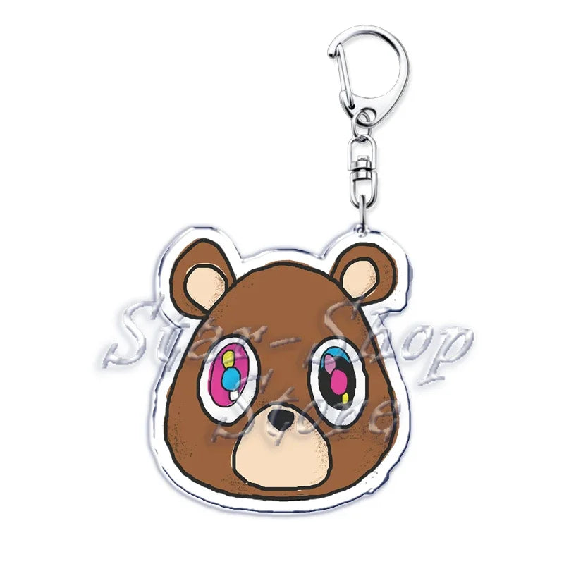 Popular Rapper YE Keychains for Accessories Bag Graduation Kanye Dropout Bear Key Chain Keyring Jewelry Fans Friends West Gifts