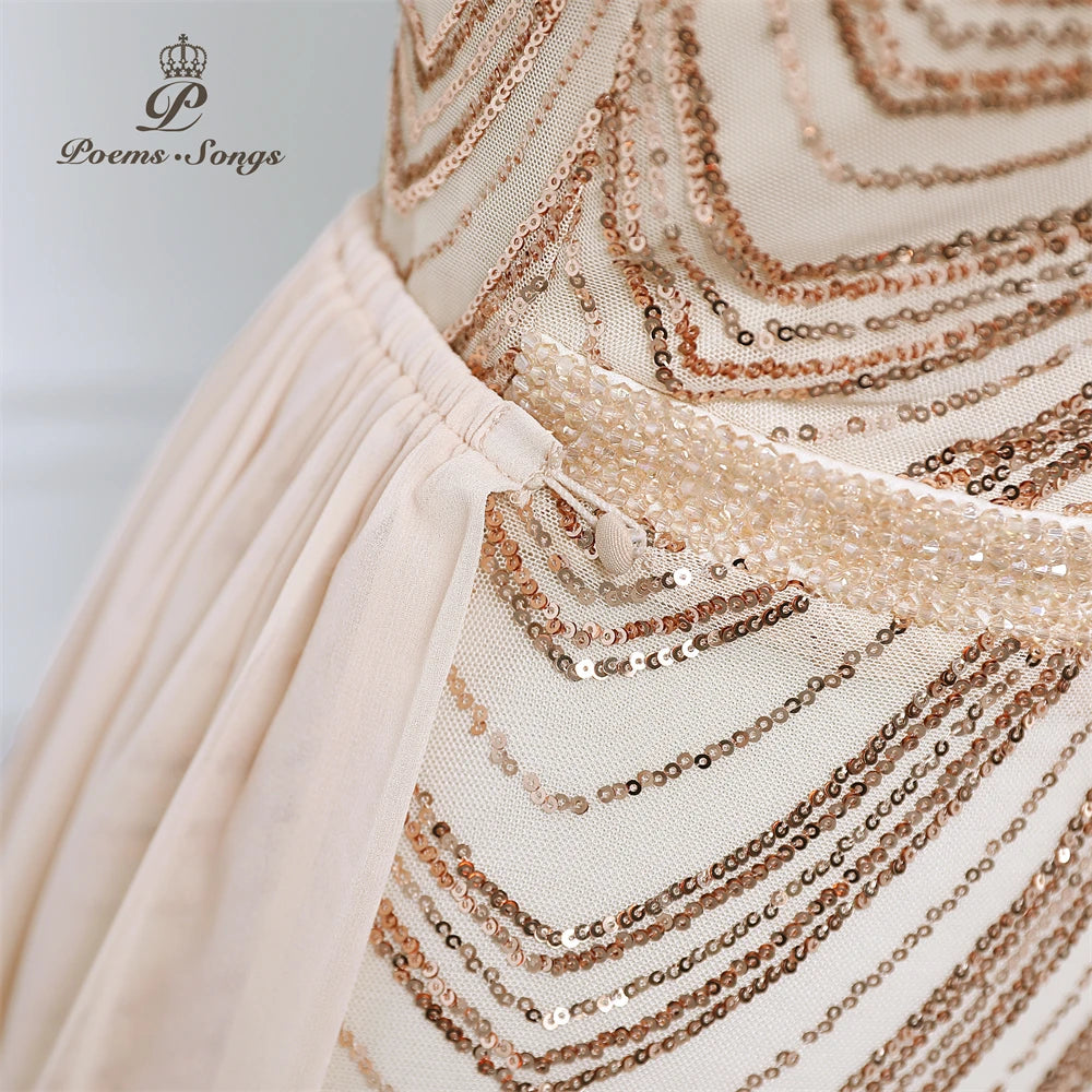 luxury sequins mermaid evening dress With Detachable Chiffon Train Prom Dress evening party dresses for women wedding party