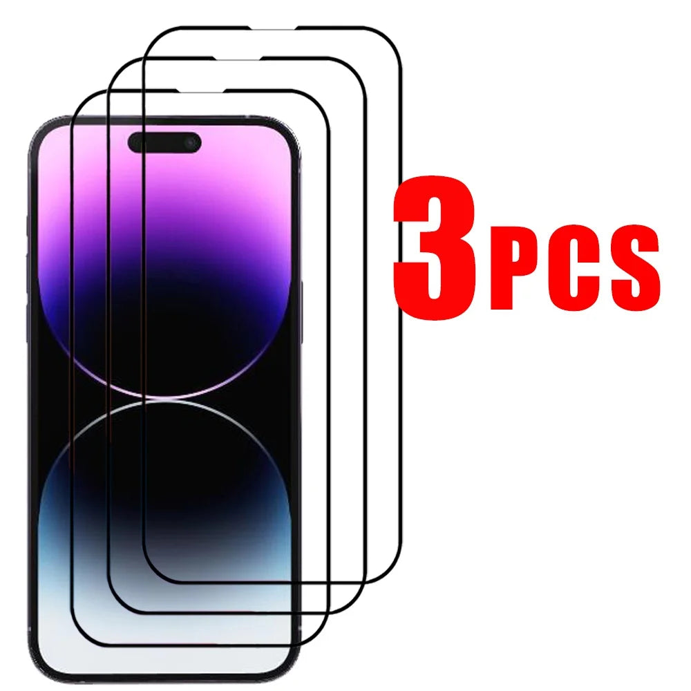 1/3 PCS protector pantalla For IPhone 17 16 15 14 13 12 11 Pro Max Tempered Glass iPhone 15 Pro max Screen Protector iPhone13 Mini Cristal templado iPhone 16 Pro Film iPhone 17 Pro Max Original Phone Film