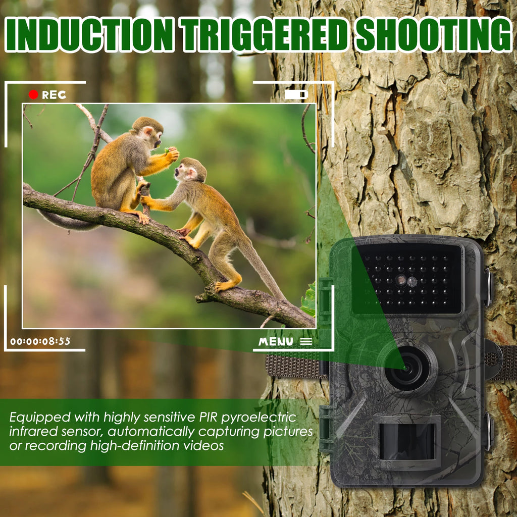Trail Camera Infrared Sensor IP66 Waterproof Wildlife Monitoring Camera with Night Vision 90 Degree Angle Outdoor Trail Cameras