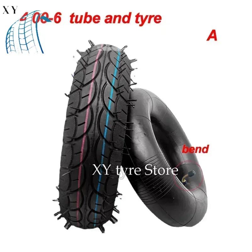 4.00-6 Tire 4.00-6 Straight/Bent Valve Inner Tube Outer Tyre for Trolley Go Kart Electric Vehicle Electric Scooter Tire