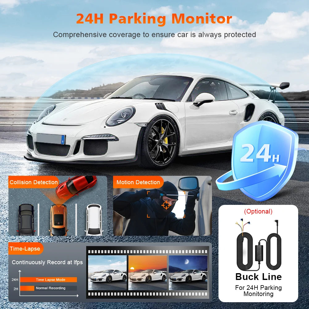 Dual Lens Dash Cam For Car Camera 4K Video Recorder WIFI GPS Car DVR Front and Rear View Camera Night Vision Car Accessories