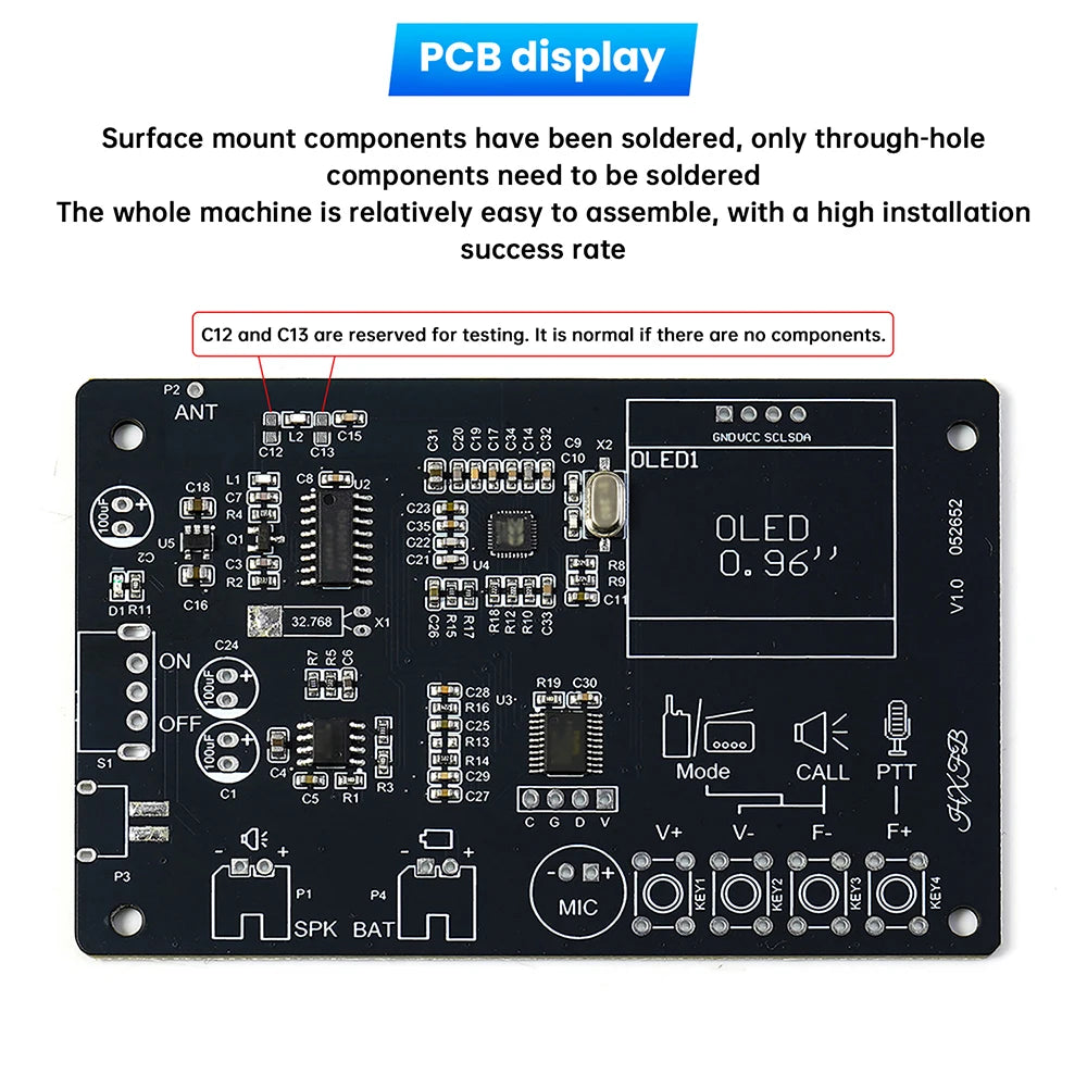 Electronics Kit  FM Radio DIY Kit Smart Wireless Walkie-Talkie Radio Electronics Assembly and Soldering Practice DIY Kit