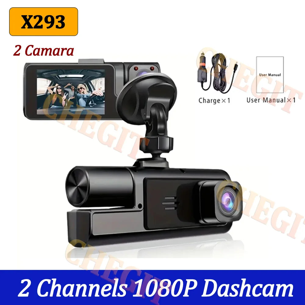 3Lens Dash Cam for Cars 2" Car DVR 1080P Video Recorder Front Rear View Camera for Vehicle Night Vision Black Box Car Assecorie
