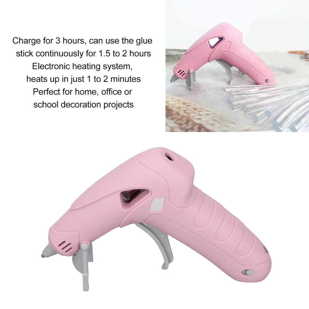 Cordless Glue Gun Rechargeable Handcraft Anti Scald Mouth Electric Glue Gun with 30 Glue Stick for Office School