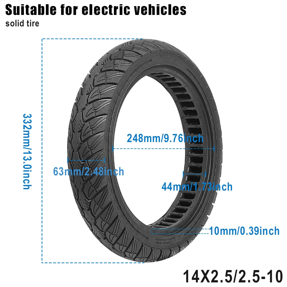 14X2.50 Electric Bike 2.50-10 Solid Tire Wear-resistant Explosion-proof Tyre 14inch Without Inner Tube Tire for Electric Vehicle