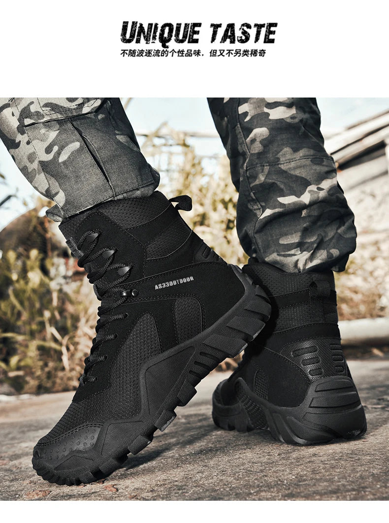 New Men Tactical Boots Lace Up Waterproof Climbing Hiking Shoes Motorcycle Training Army High Quality Hunting Unisex Desert Boot