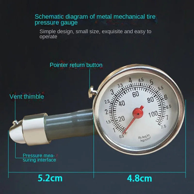 Auto Metal Truck Racing Car Tire Air Pressure Gauge Automobile Tyre Meter Vehicle Tester Monitoring System Measuring Tool