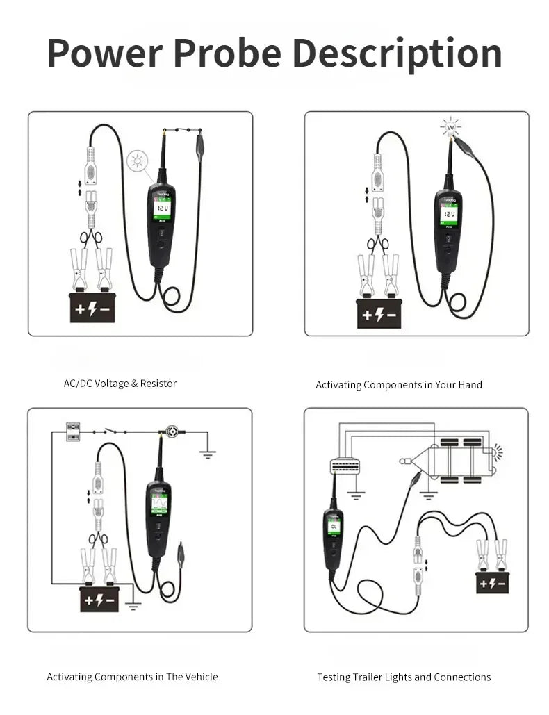 TopDiag P100 2m Scanner EC150 12V24V Car Truck Power Scan Electric Circuit Probe Car Battery Tester Automotive Diagnostic Tools