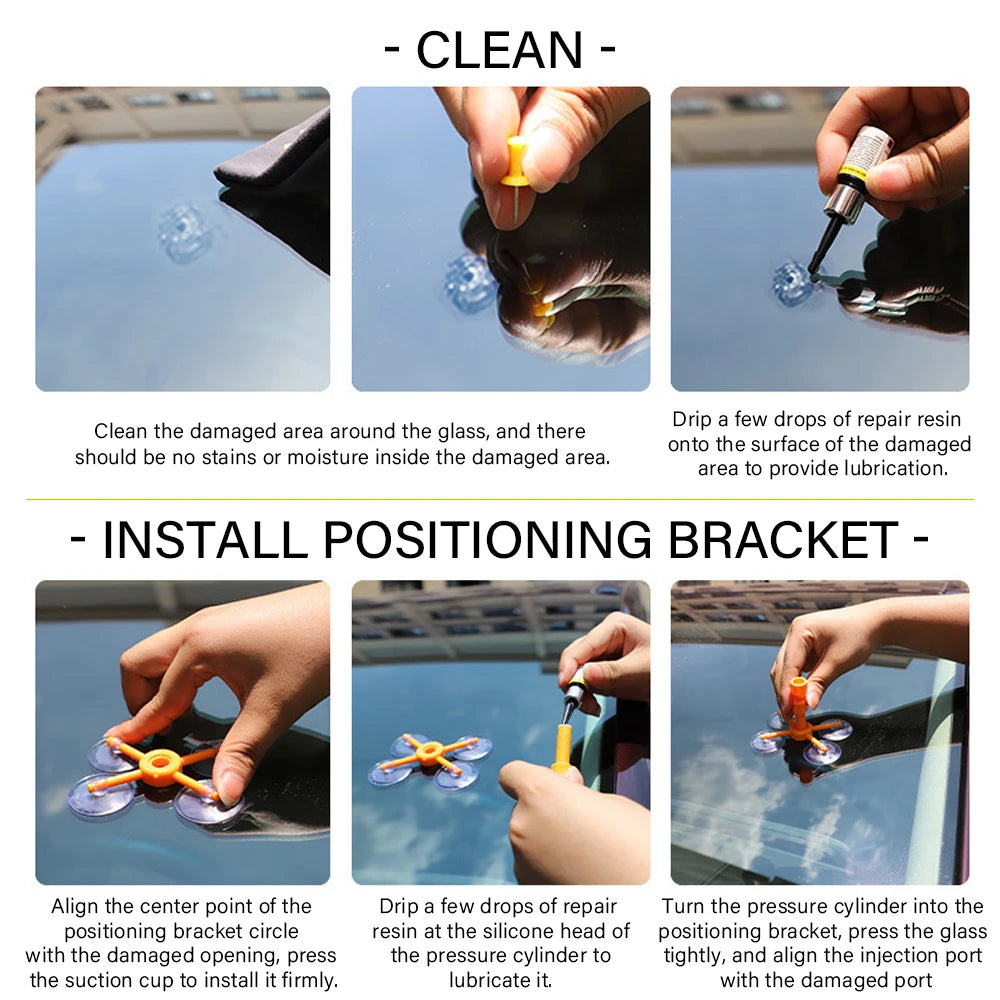 Windshield Repair Kit Quick Fix Car Cracked Glass Windscreen Resin Sealer DIY Window Screen Polishing Windshield/Cracks/Chip