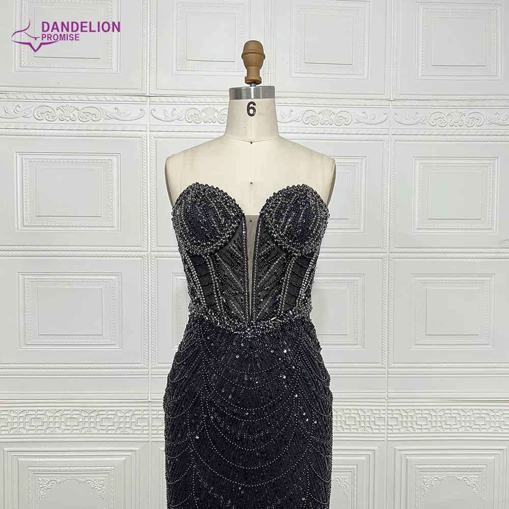 Eelgant Strapless Mermaid 2024 Evening Night Dress for Women Luxury Beads Design Arabic Formal Prom Wedding Party Gowns