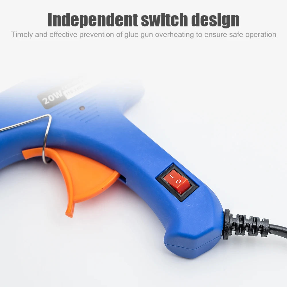 JCD 20W Hot Melt Glue Gun DIY Mini Household Industrial Guns Heat Temperature Electric Repair Tool with 20Pcs 7mm Glue Sticks