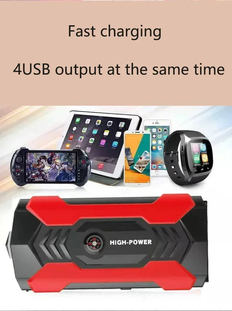Car Jump Starter Starting Device - 12V 98000mAh Power Bank Jumpstarter, Auto Booster, Emergency Charger, and Jump Start Tool