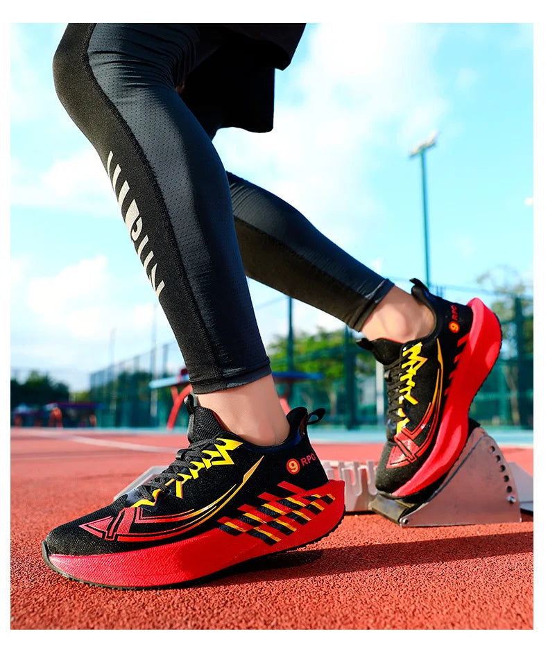 Sports and leisure shoes, men's shoes, marathon oversized air cushioned shoes, fly woven all season rubber, wear-resistant, anti