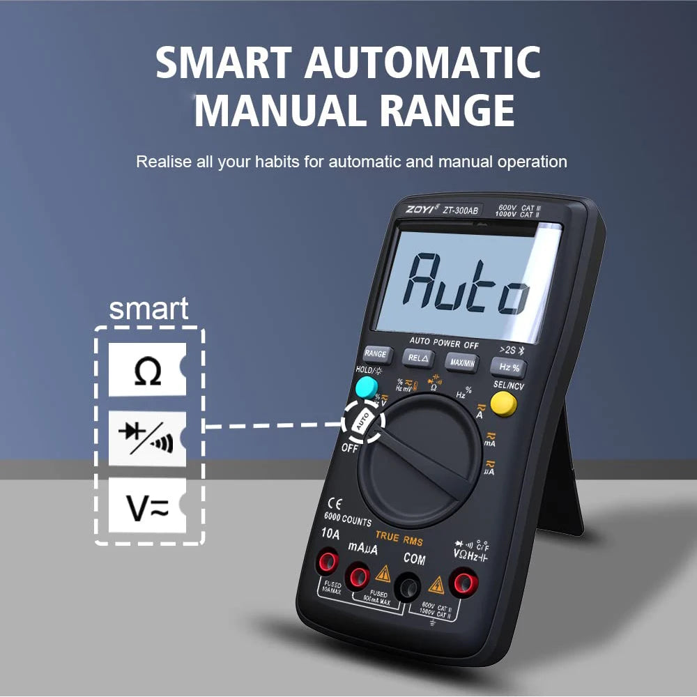 Bluetooth Digital multimeter Tester Multi Testers True RMS Tester Automatic Mode Counts Measures Voltage Current Resist