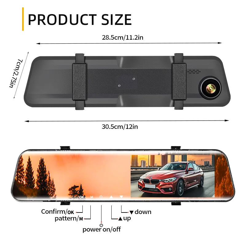 5MP Dash Cam Car Optional Dual Lens Night Vision 4.2In DVR Rearview Mirror Dash Camera Video Recorder Auto Wide-angle Camera