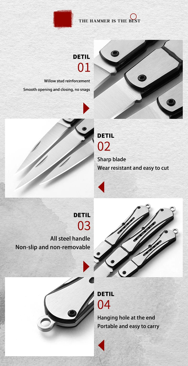 Outdoor knife hunting knives camping high quality profesional self-defense  multifunctional portable switch blade fruit knife