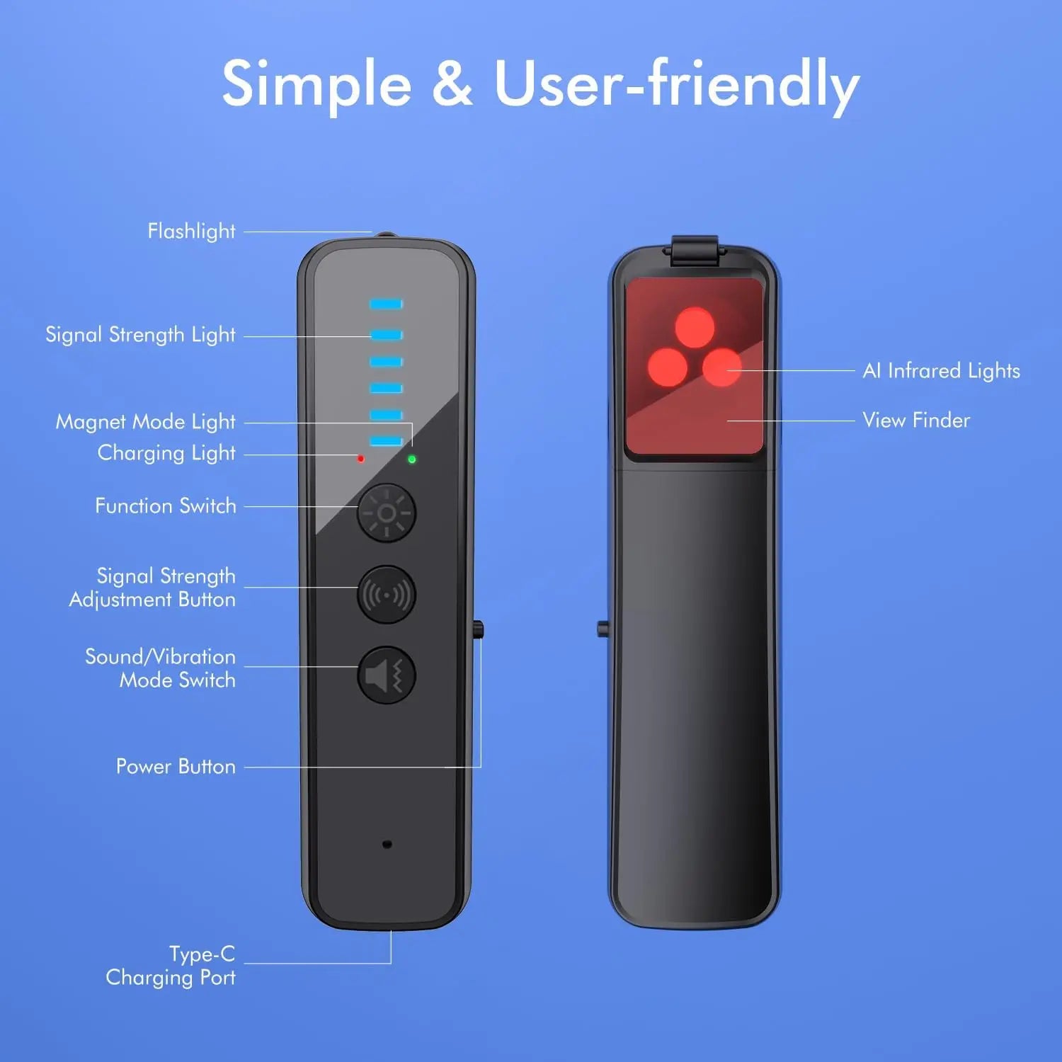 Hidden-Camera-Detectors - AI-Powered Anti-Spy Device, GPS Tracker & Bug Detector, Portable RF Signal Scanner for Hotels, Travel,