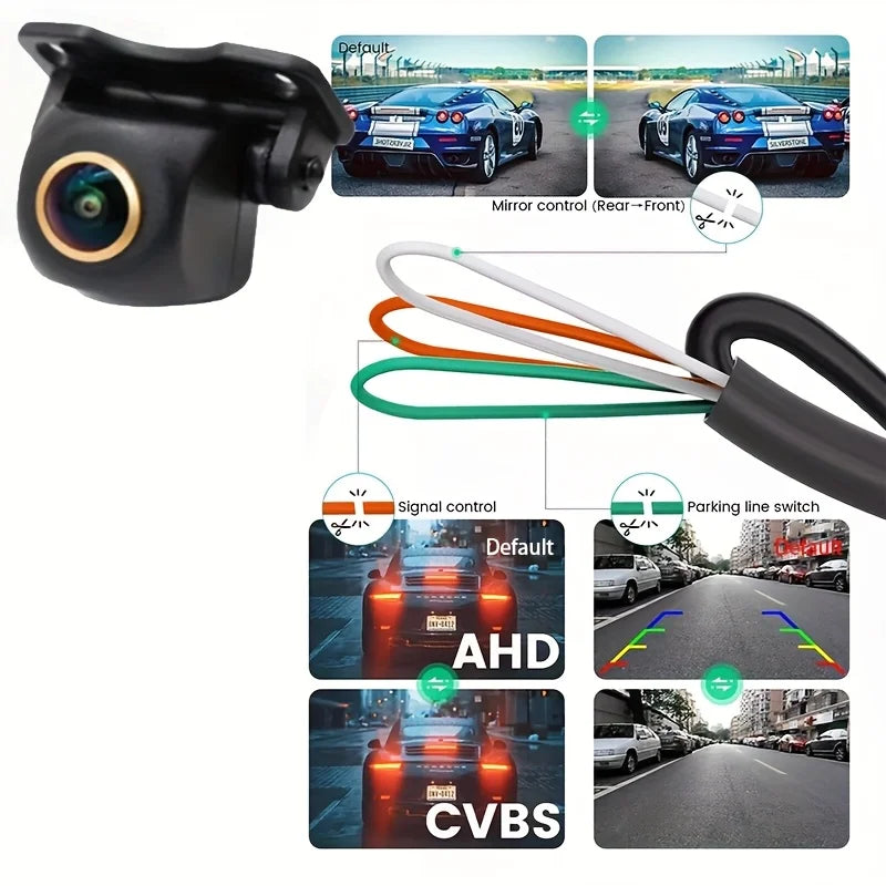 170° Fish-Eye Lens AHD 1080P/CCD Car Camera, Front, Side, And Rear Views, Compatible with All Vehicles, Without Battery