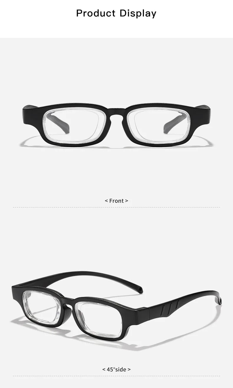 Portable Rotatable Adjustable Focal Length Reading Glasses Square Full Frame Adjustable From +50 To +350 Degrees Eyeglasses