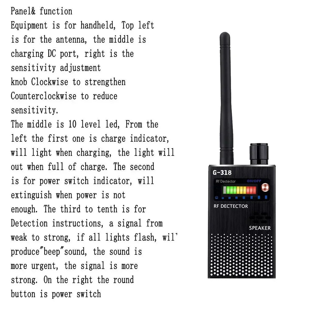 Professional Spy Camera Finder RF Scanner GPS 2-5G Wifi Signal jammer Bluetooth blocker hacking gadgets Hidden Cam/Bug Detector
