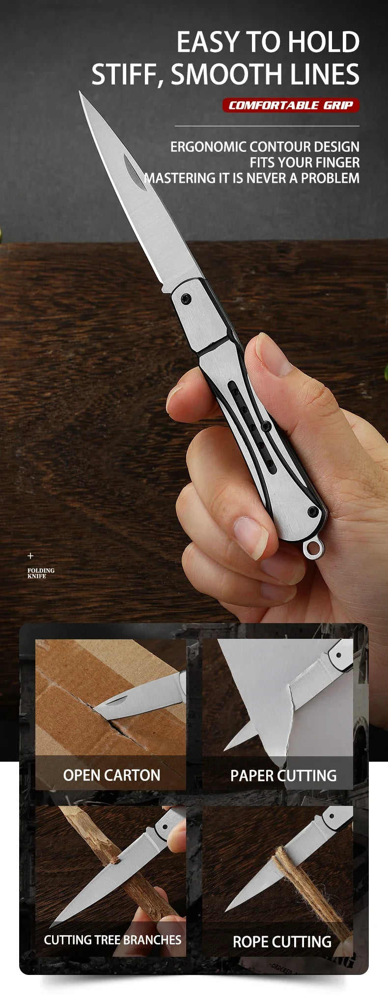 Outdoor Knife Hunting Knives Camping High Quality Profesional Self-defense  Multifunctional Portable Switch Blade Fruit Knife
