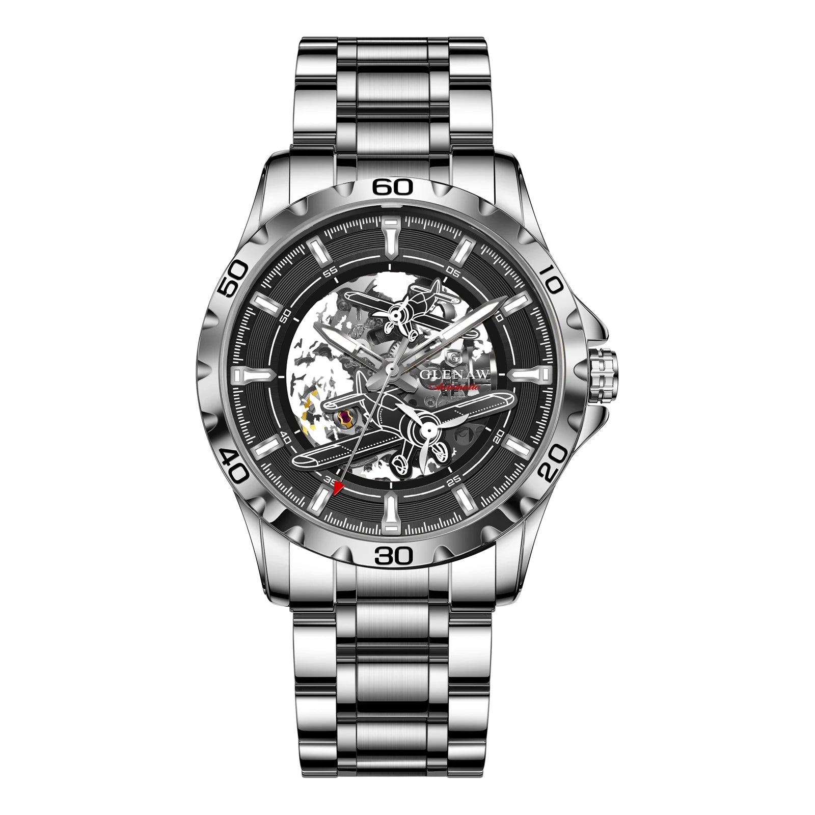 Glenaw Aircraft fully automatic mechanical men's watches, multi-color, trendy and fashionable personalized top brand watches