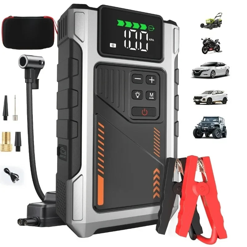 10000mAh Jump Starter Power Bank 12V Car Battery Booster Power Bank with Air Pump Jump Box  Emergency Start-up Power Supply