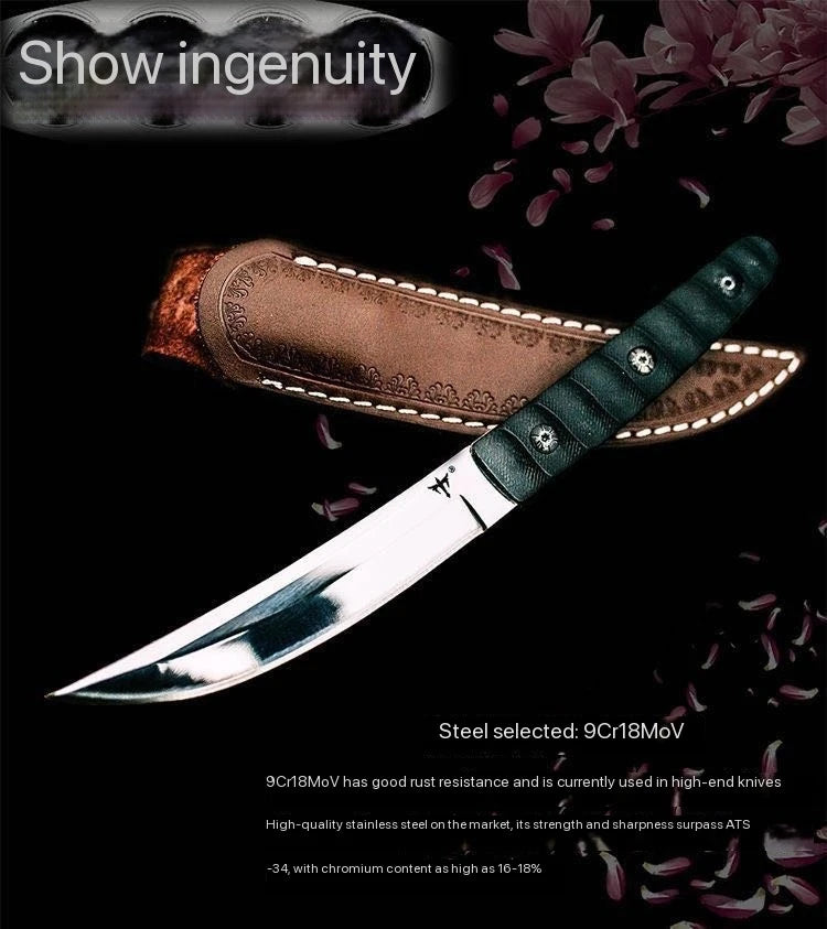 Outdoor camping survival knives, self-protection, wilderness survival tactics, straight knives, Swiss high hardness military kni