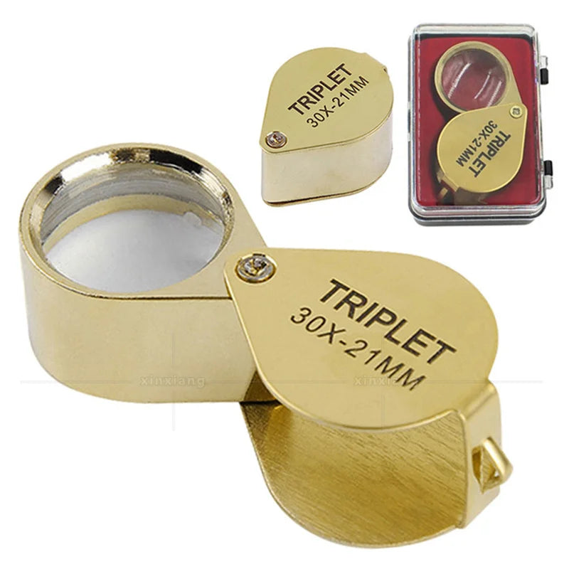 Metal Jewelry Magnifying Glass Jewelers Eye Tool Jewellery Folding Loupe Glass Lens Magnifying Triplet Glass Jewelry Diamond