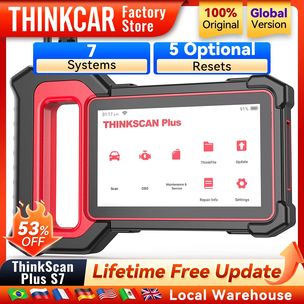 THINKCAR Thinkscan Plus S7 Best Car  Scanner OBD2 Scanner Professional Automotive Code Reader DIY Car Diagnostic Tool 5 Resets