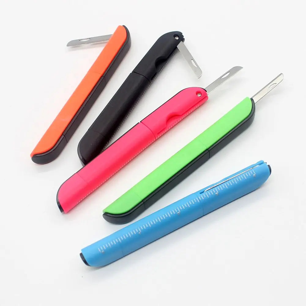 Creative Multifunction Ballpoint Pen with Folding Scissors Knife Ruler Candy Color Pens for Writing Office School Stationery