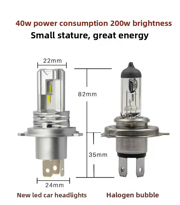 Automotive LED Headlights - High/Low Beam Switchable Headlight Bulbs, Laser Wireless Integrated LED Lights, Motorcycle Lights