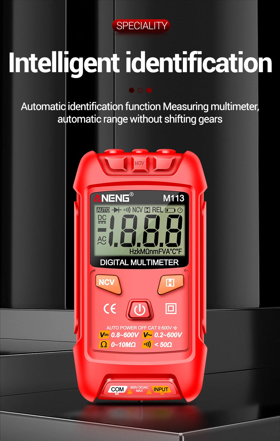 ANENG M113 Inteligent Multimeter 1999 Count Digital AC/DC Voltage Meter Ohm NCV Measuring Mini Instruments Electricity Test Tool