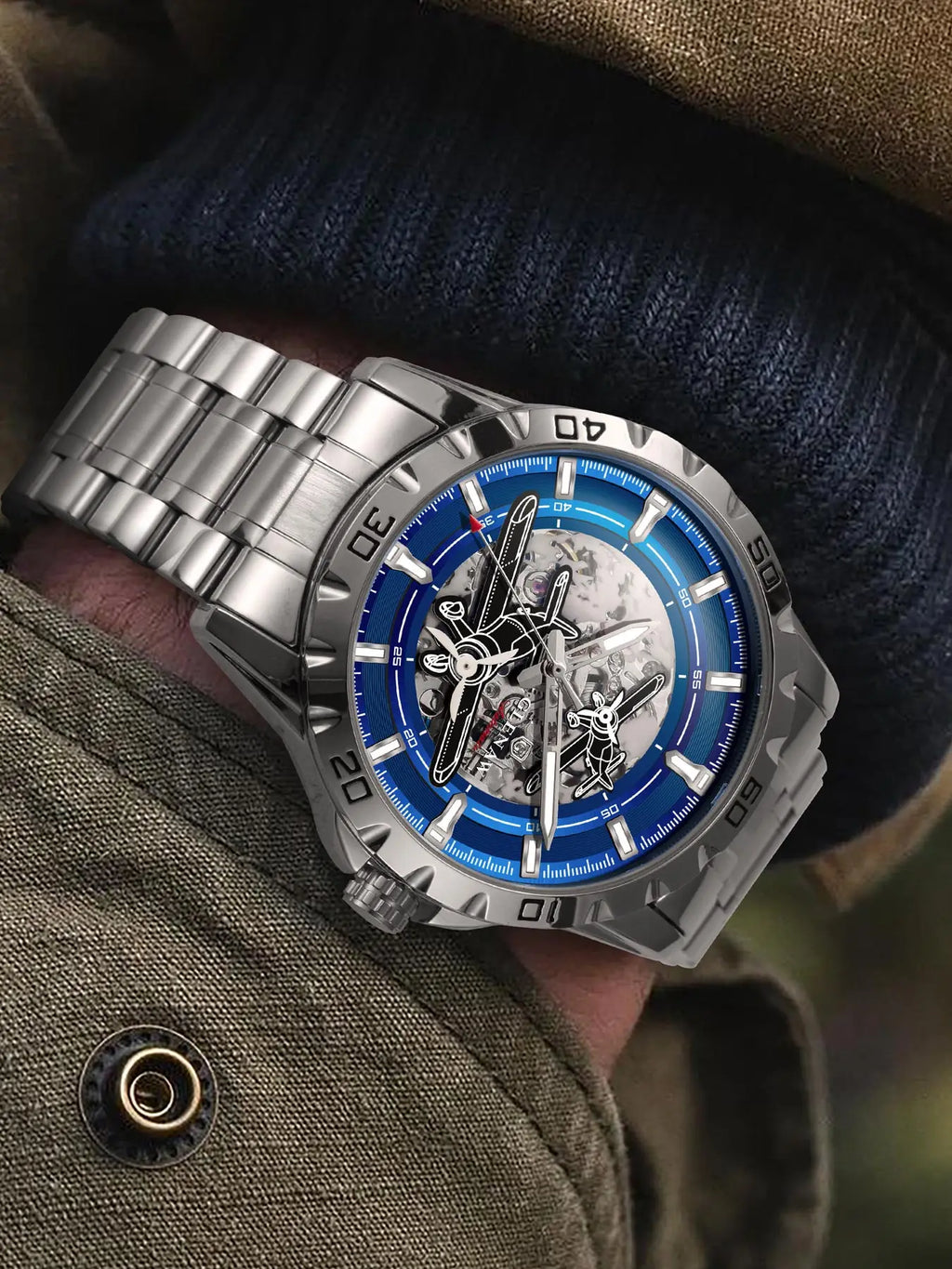 Glenaw Aircraft fully automatic mechanical men's watches, multi-color, trendy and fashionable personalized top brand watches