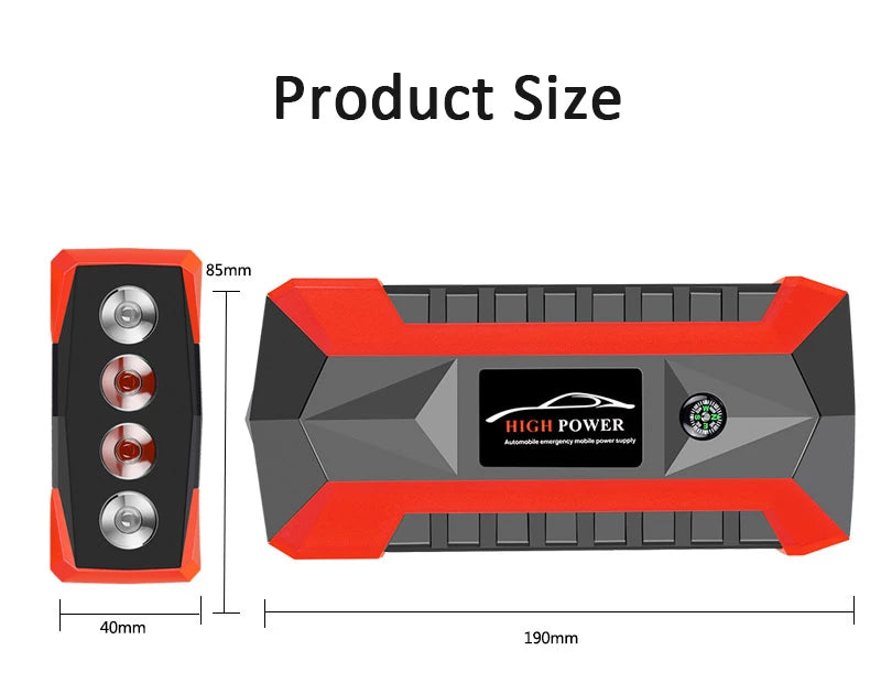 Car Jump Starter Power Bank for Mobile Phones Tablet Charger Auto Jumper Engine Battery Emergency with Flashlight 39800mAh