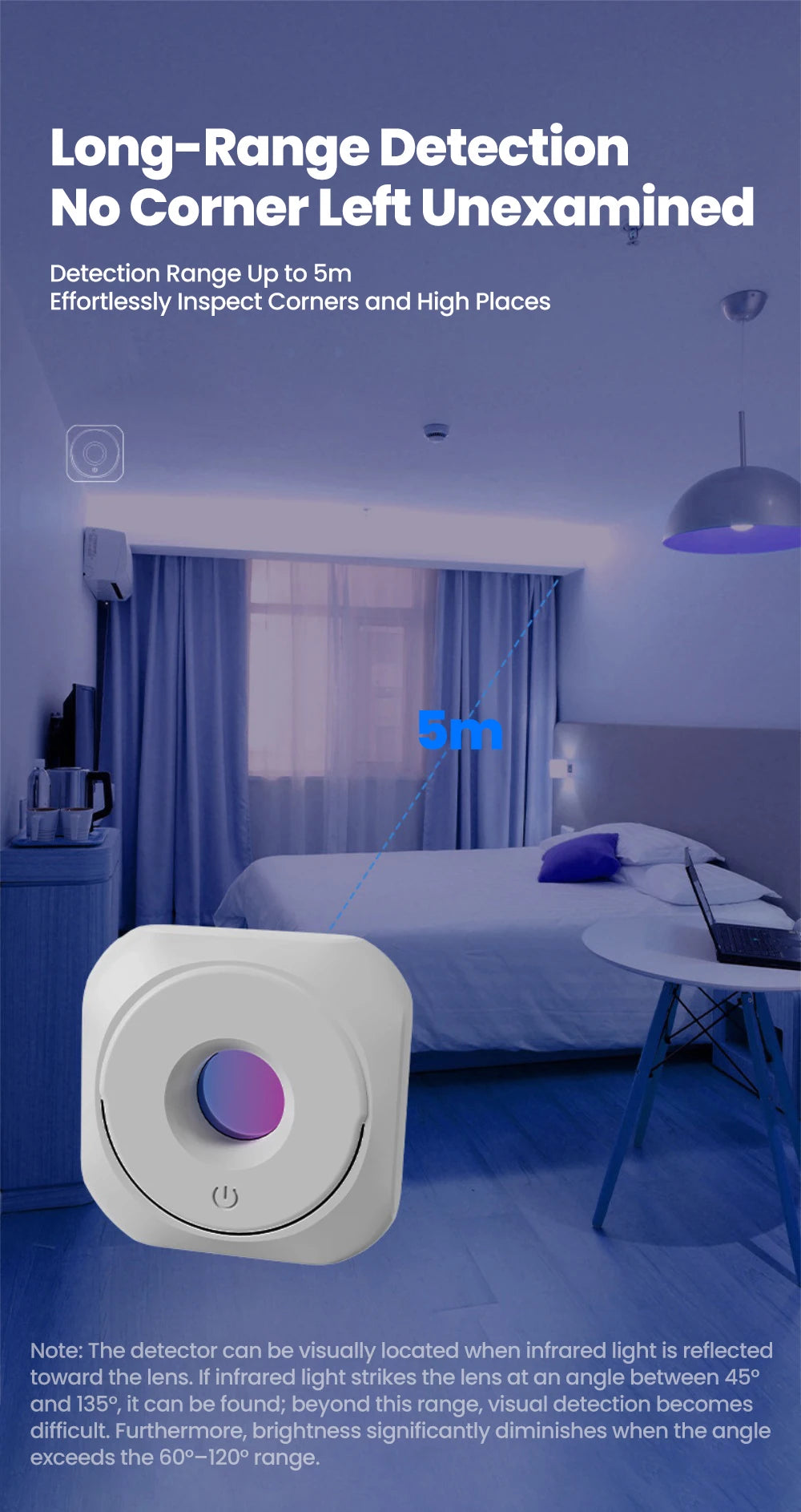 Anti-spy Camera Detector Portable Hidden Lens Camera Detect Finder For Hotel Anti-Peeping Security Protection Candid Detector