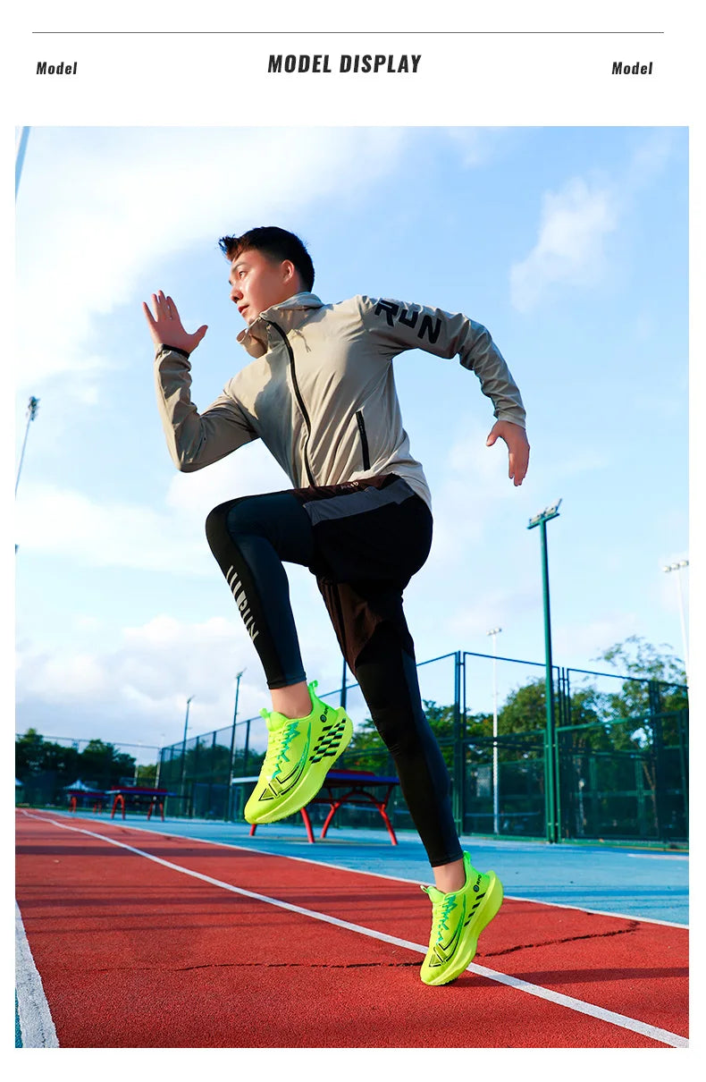 Sports and leisure shoes, men's shoes, marathon oversized air cushioned shoes, fly woven all season rubber, wear-resistant, anti