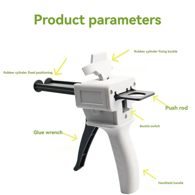 Glue Gun 50ml Two Component AB Epoxy Sealant Glue Gun Applicator Glue Adhensive Squeeze Mixed 1:1 Manual Caulking Gun Dispenser
