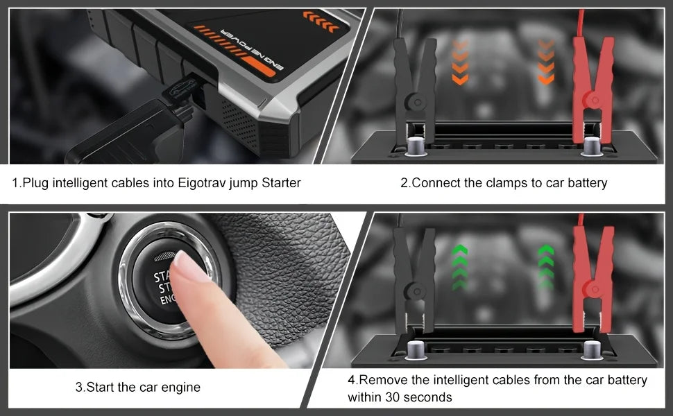 10000mAh Jump Starter Power Bank 12V Car Battery Booster Power Bank with Air Pump Jump Box  Emergency Start-up Power Supply