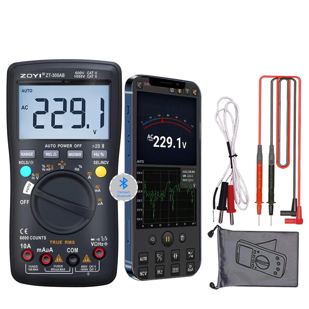 Bluetooth Digital multimeter Tester Multi Testers True RMS Tester Automatic Mode Counts Measures Voltage Current Resist