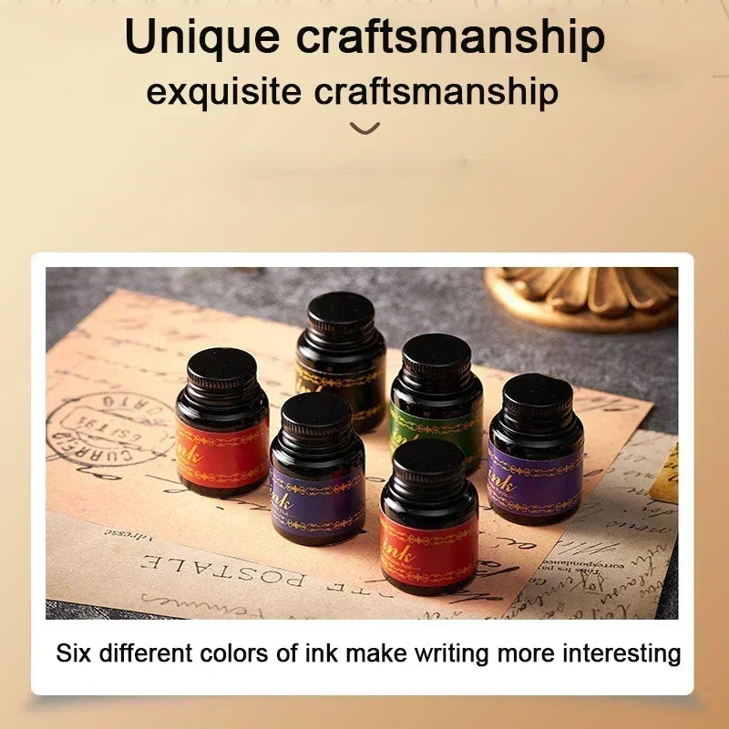European Style Quill Pens Set with Ink New Retro Dipping Quill Pen Wholesale Lacquer Seal Student Dip Pencil Feather Pen Gifts