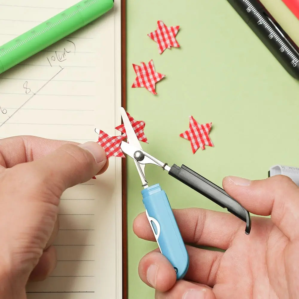 Creative Multifunction Ballpoint Pen with Folding Scissors Knife Ruler Candy Color Pens for Writing Office School Stationery