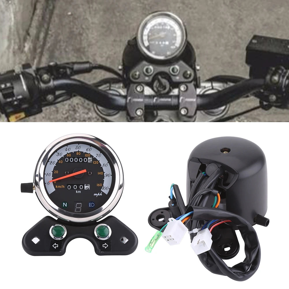 Motorcycle Speedometer Speedometer  Meter Universal Motorcycle Dual Odometer Speedometer  Meter Gear Digital Display