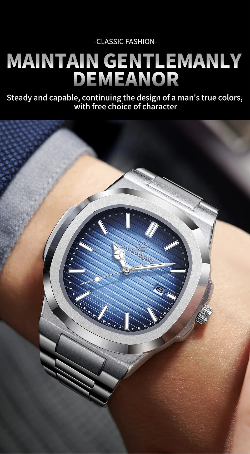 2025 New Luxury Military Man Watch Square Waterproof Luminous Date Week Men Watch Stainless Steel Quartz Men's Watches Reloj+box