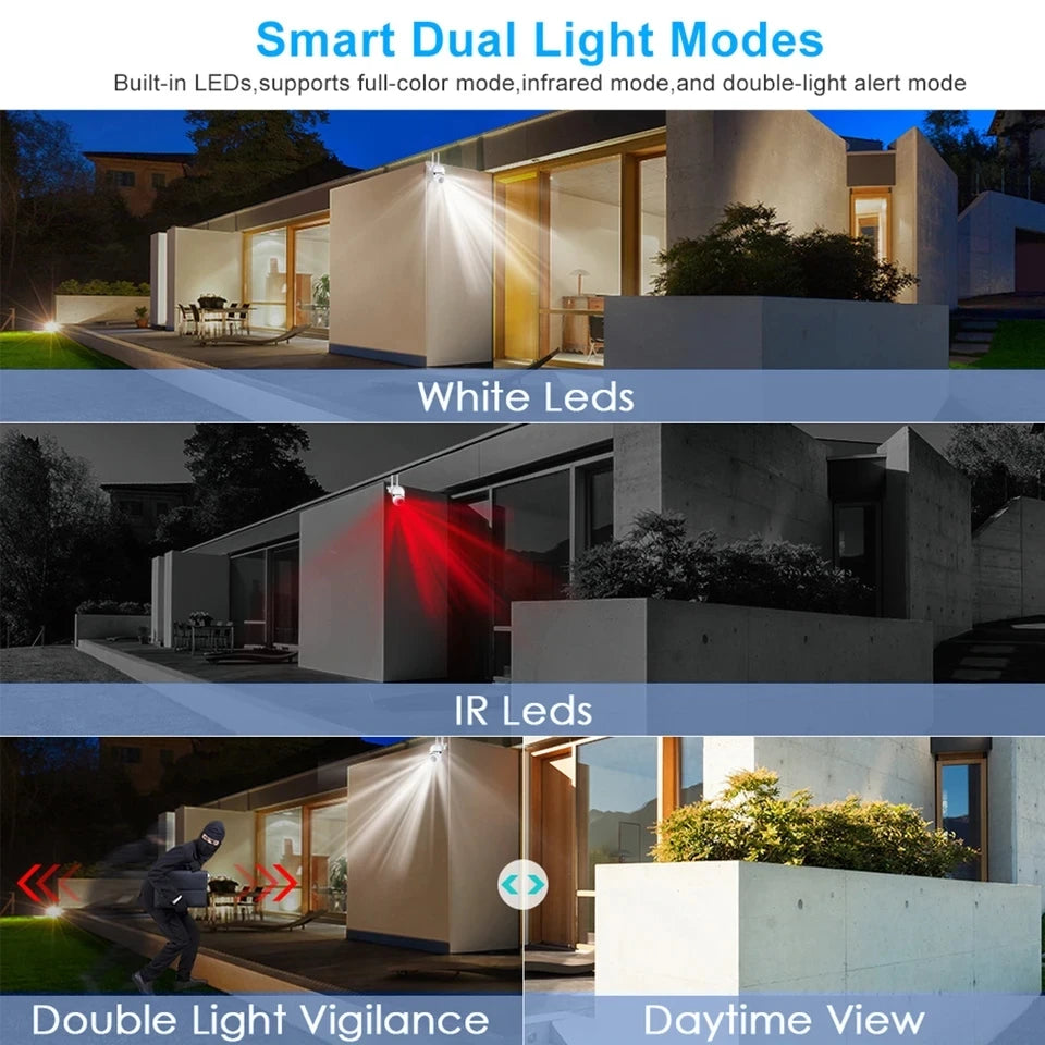 8MP Wireless Security Survillance PTZ Camera Wifi IP Outdoor 4X Zoom Cameras AI Human Tracking Two-way Audio HD Night Color Cam