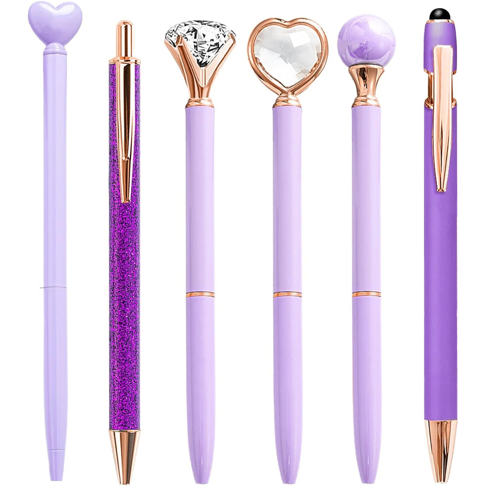 Pink Pens for Women 6 Pcs Cute Pens Ballpoint Pens Bulk 1.0mm Medium Point Black Ink Pens Office and School Supplies Fancy Nice