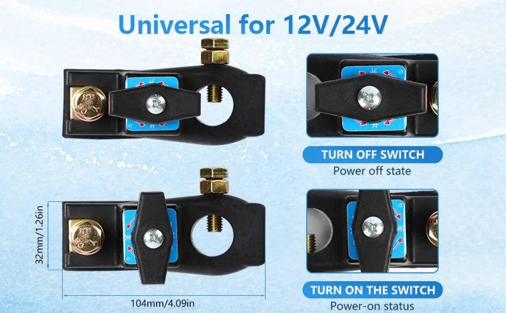 12V/24V Car Battery Disconnect Switch Battery Cut-off Quick Cut-off Power Cut Off Kill Switches Durable Battery Terminal